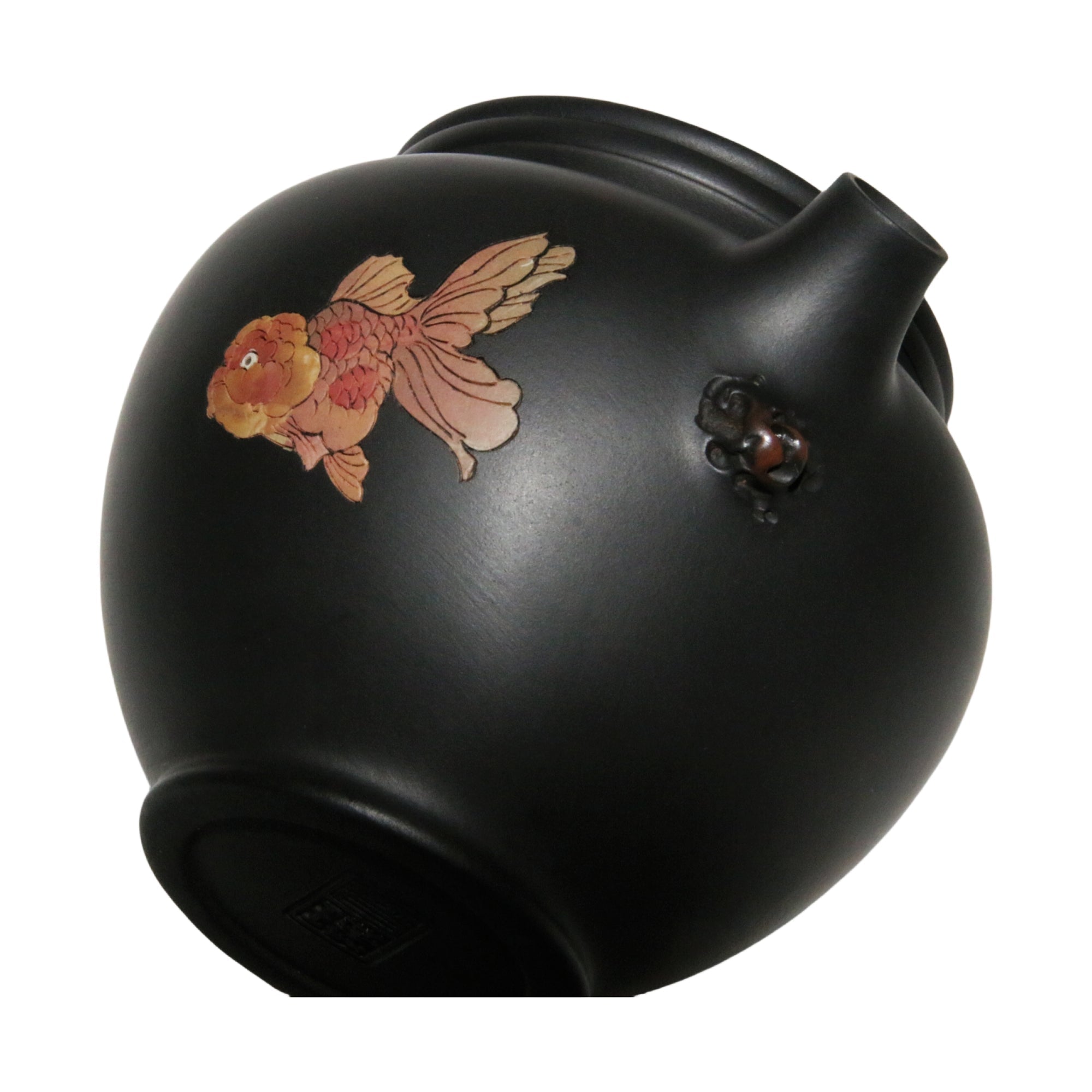 Jianshui – Black Duozhi Teapot with Goldfish - OrientalSpirit
