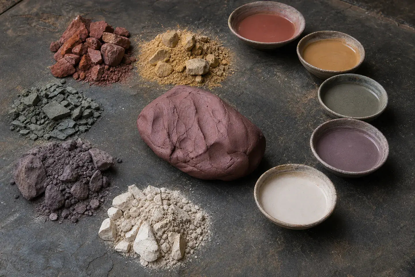 Natural Jianshui clays being refined into one body